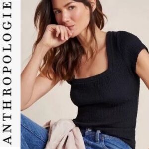 Square neck black top